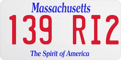 MA license plate 139RI2