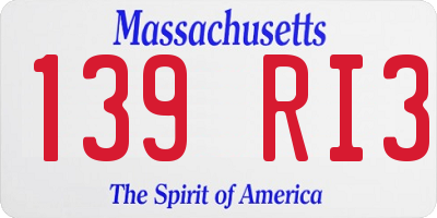 MA license plate 139RI3