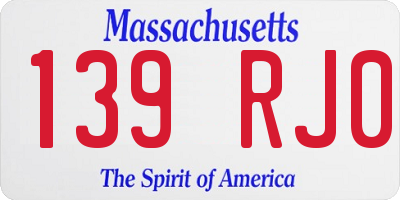 MA license plate 139RJ0