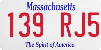 MA license plate 139RJ5