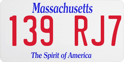 MA license plate 139RJ7