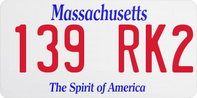 MA license plate 139RK2
