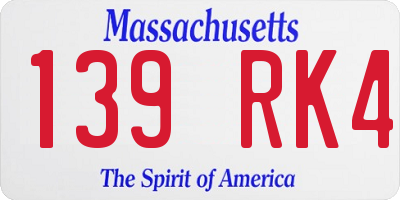 MA license plate 139RK4