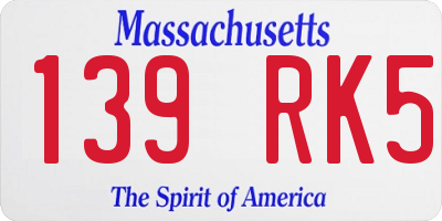 MA license plate 139RK5