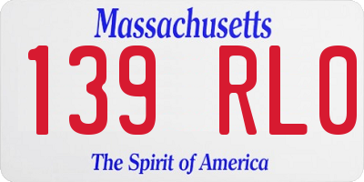 MA license plate 139RL0