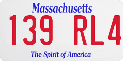 MA license plate 139RL4