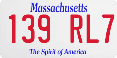 MA license plate 139RL7