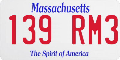 MA license plate 139RM3