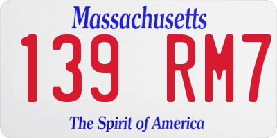 MA license plate 139RM7