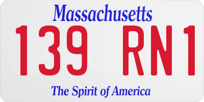 MA license plate 139RN1