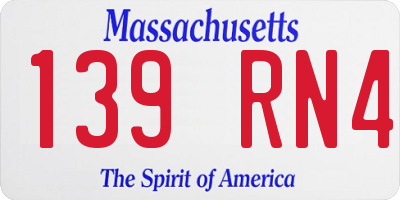 MA license plate 139RN4