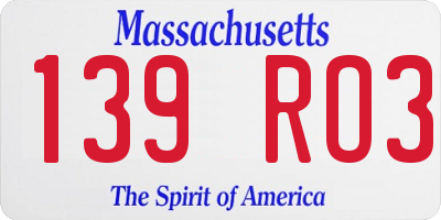 MA license plate 139RO3