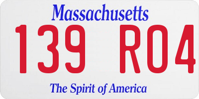 MA license plate 139RO4