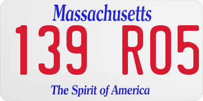 MA license plate 139RO5