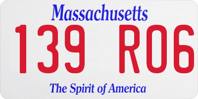 MA license plate 139RO6