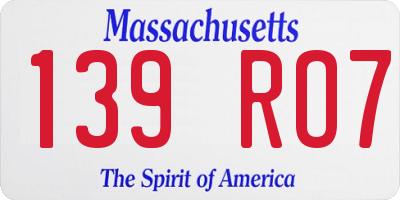 MA license plate 139RO7