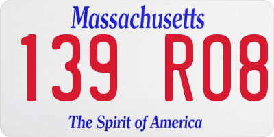 MA license plate 139RO8
