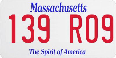 MA license plate 139RO9