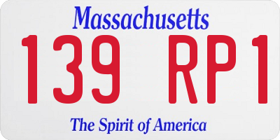 MA license plate 139RP1