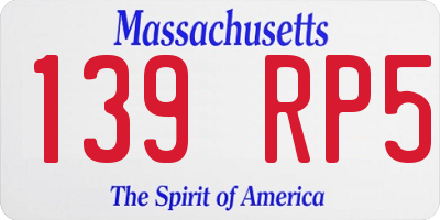 MA license plate 139RP5