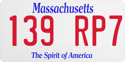 MA license plate 139RP7