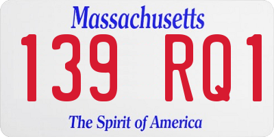MA license plate 139RQ1