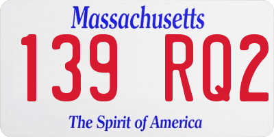 MA license plate 139RQ2