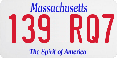 MA license plate 139RQ7