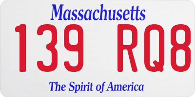 MA license plate 139RQ8