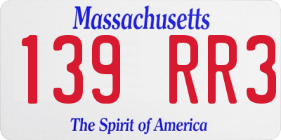 MA license plate 139RR3