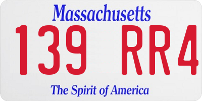 MA license plate 139RR4