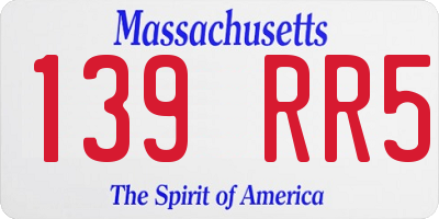 MA license plate 139RR5