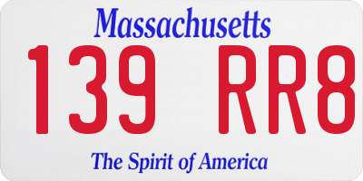 MA license plate 139RR8