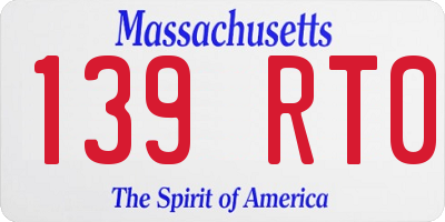 MA license plate 139RT0