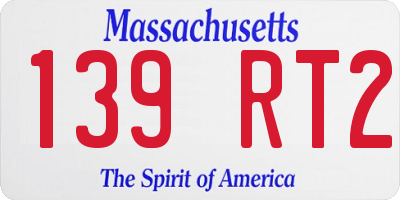 MA license plate 139RT2