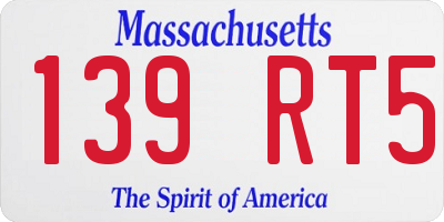 MA license plate 139RT5