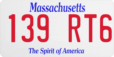 MA license plate 139RT6