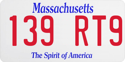 MA license plate 139RT9