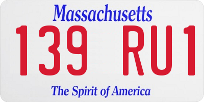MA license plate 139RU1