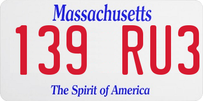 MA license plate 139RU3