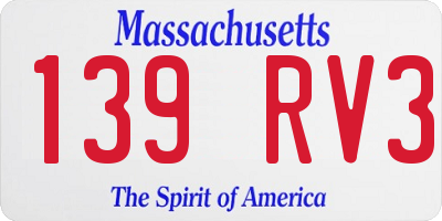 MA license plate 139RV3