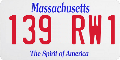 MA license plate 139RW1