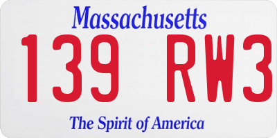 MA license plate 139RW3