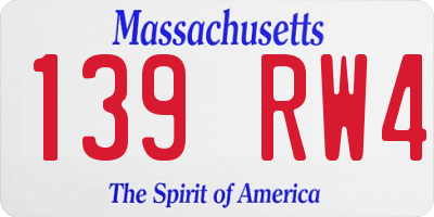 MA license plate 139RW4