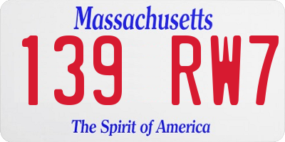 MA license plate 139RW7