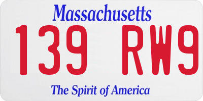MA license plate 139RW9