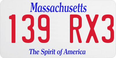 MA license plate 139RX3