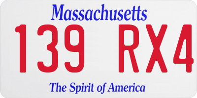 MA license plate 139RX4
