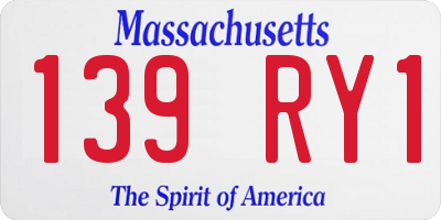 MA license plate 139RY1