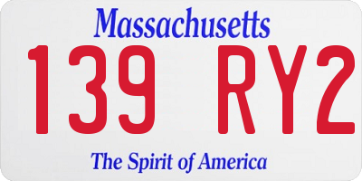 MA license plate 139RY2